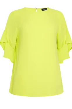 M&Co Womens M&Co Yellow Frill Sleeve Blouse