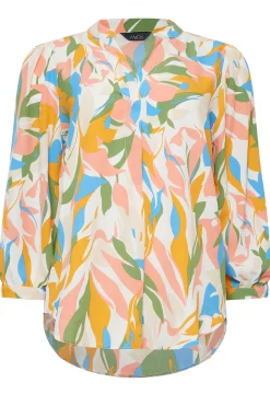 M&Co Womens M&Co Yellow Leaf Print Half Placket Shirt