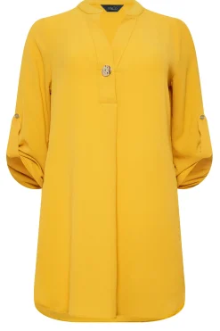 M&Co Womens M&Co Yellow Long Sleeve Button Blouse