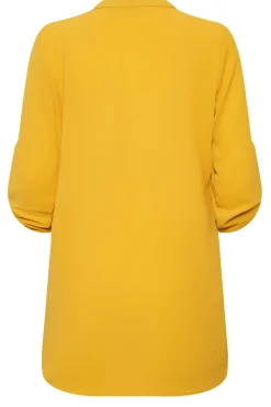 M&Co Womens M&Co Yellow Long Sleeve Button Blouse