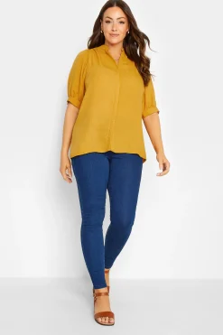M&Co Womens M&Co Yellow Short Sleeve Blouse
