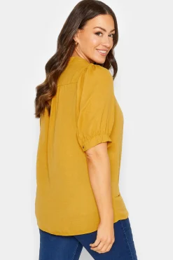 M&Co Womens M&Co Yellow Short Sleeve Blouse