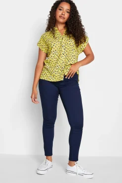 M&Co Womens M&Co Yellow Spot Print V-Neck Blouse