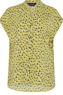 M&Co Womens M&Co Yellow Spot Print V-Neck Blouse