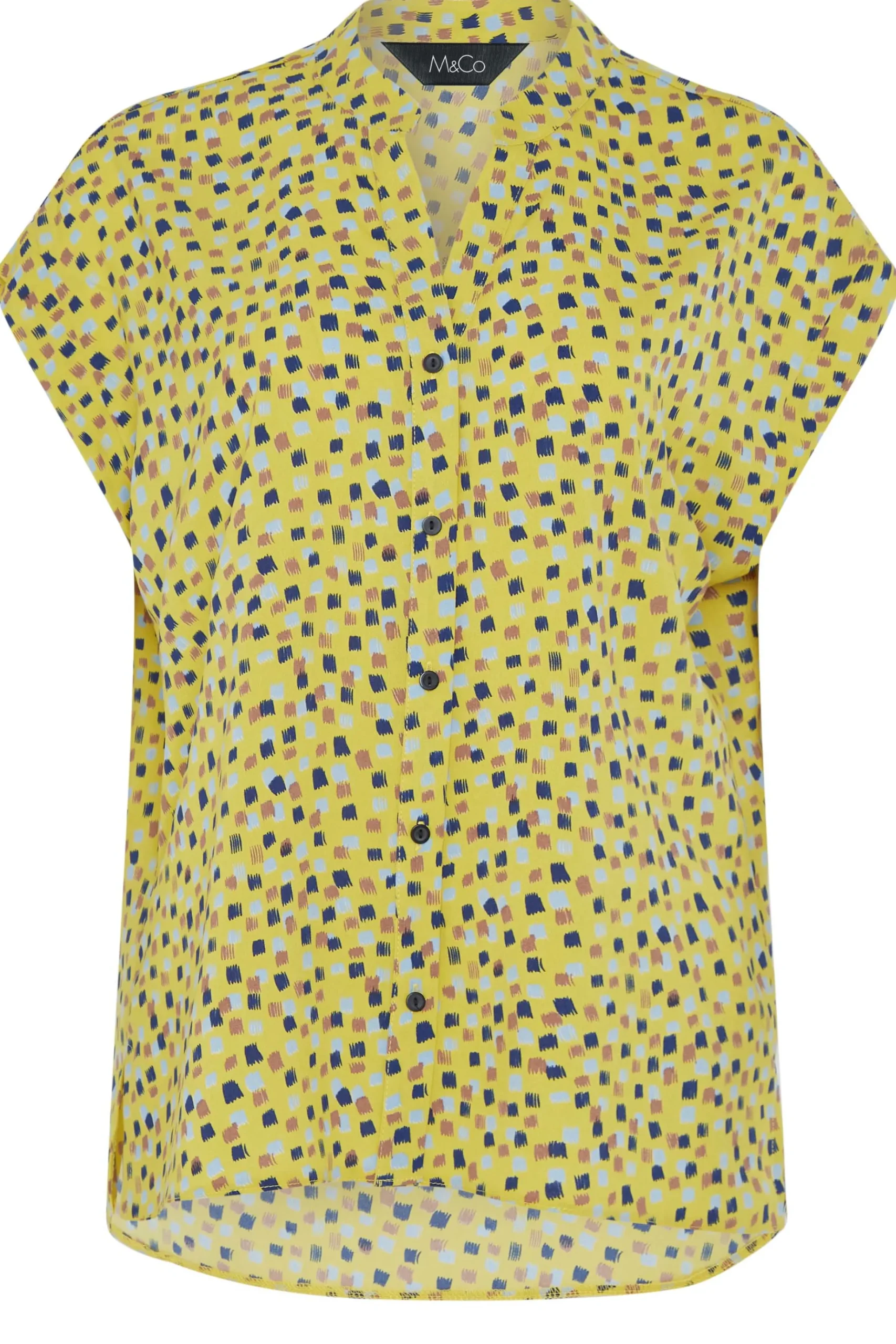 M&Co Womens M&Co Yellow Spot Print V-Neck Blouse