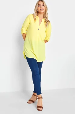 M&Co Womens M&Co Yellow Statement Button Tab Sleeve Shirt