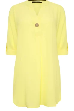 M&Co Womens M&Co Yellow Statement Button Tab Sleeve Shirt