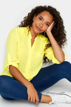 M&Co Womens M&Co Yellow Tab Sleeve Blouse