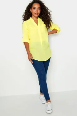 M&Co Womens M&Co Yellow Tab Sleeve Blouse
