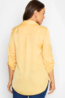 M&Co Womens M&Co Yellow Tab Sleeve Shirt