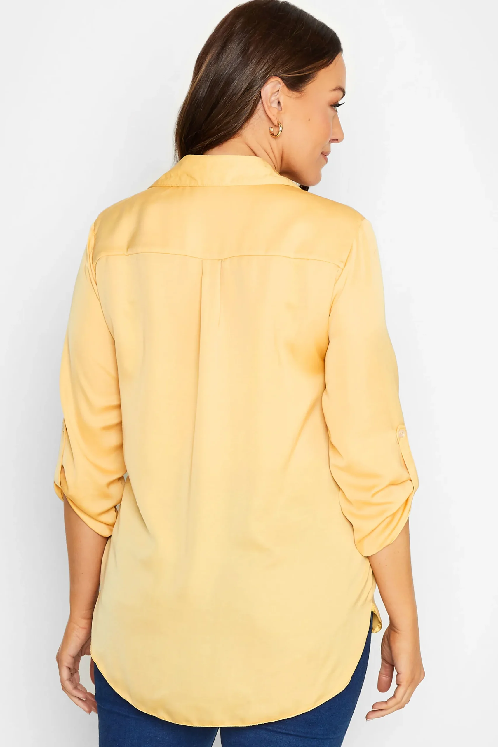 M&Co Womens M&Co Yellow Tab Sleeve Shirt