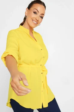 M&Co Womens M&Co Yellow Tie Waist Blouse
