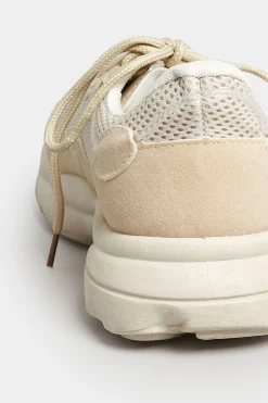 Pixiegirl Pixiegirl Beige Brown Chunky Mesh Panel Trainers In Standard Fit