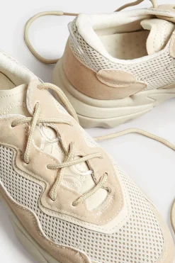 Pixiegirl Pixiegirl Beige Brown Chunky Mesh Panel Trainers In Standard Fit