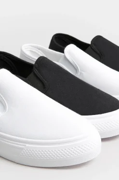 Pixiegirl Pixiegirl Black Canvas Slip On Flatform Trainers In Standard Fit