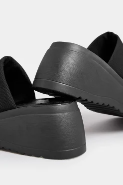Pixiegirl Pixiegirl Black Wedge Platform Mule Sandals In Standard Fit