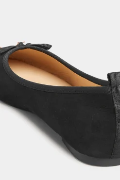 Pixiegirl Pixiegirl Black Patent Bow Charm Ballerina Pumps In Standard Fit
