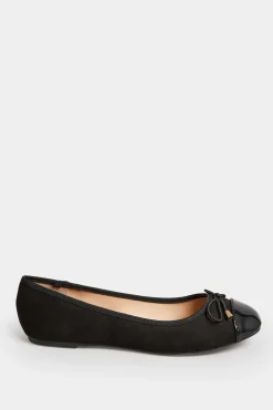 Pixiegirl Pixiegirl Black Patent Toe Cap Ballerina Pumps In Standard Fit