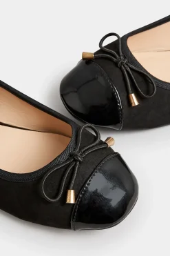 Pixiegirl Pixiegirl Black Patent Toe Cap Ballerina Pumps In Standard Fit