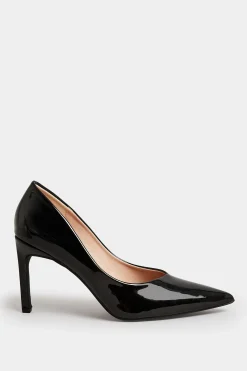 Pixiegirl Pixiegirl Black Patent Pointed Court Shoes In Standard Fit