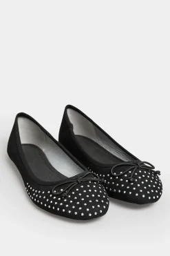 Pixiegirl Pixiegirl Black Diamante Ballerina Pumps In Standard Fit