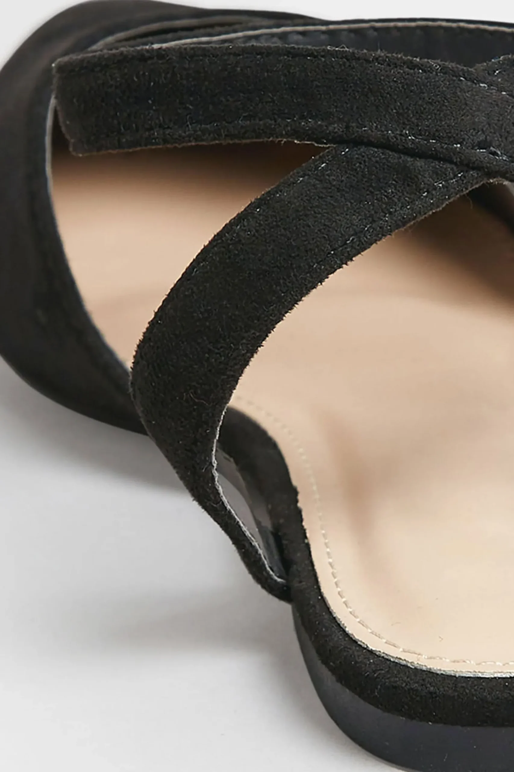 Pixiegirl Pixiegirl Black Faux Suede Two Part Pointed Ballerina Pumps In Standard Fit