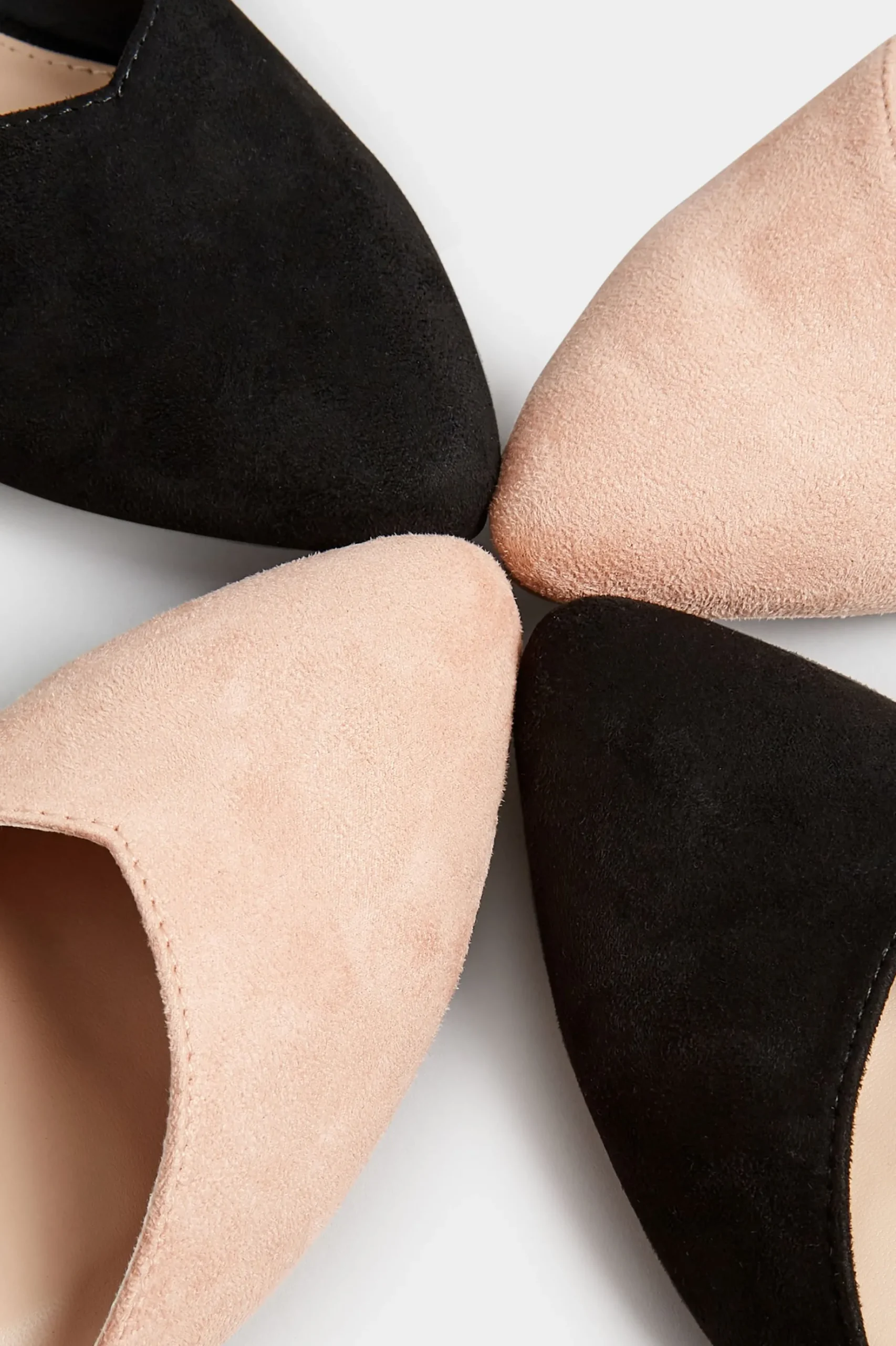 Pixiegirl Pixiegirl Black Faux Suede Two Part Pointed Ballerina Pumps In Standard Fit