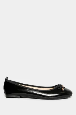 Pixiegirl Pixiegirl Black Patent Bow Ballet Pumps In Standard Fit