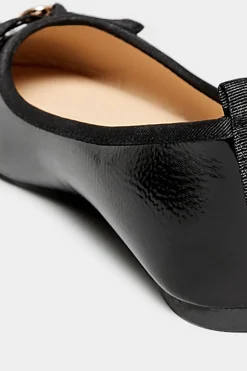 Pixiegirl Pixiegirl Black Patent Bow Ballet Pumps In Standard Fit