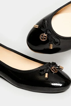 Pixiegirl Pixiegirl Black Patent Bow Ballet Pumps In Standard Fit