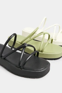 Pixiegirl Pixiegirl Black Strappy Flatform Sandals In Standard Fit