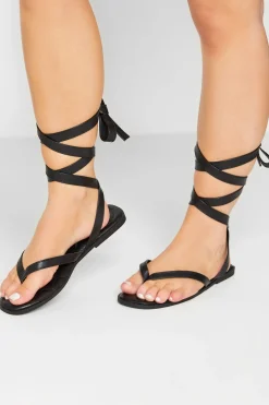 Pixiegirl Pixiegirl Black Ankle Strap Flat Sandals In Standard Fit