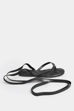 Pixiegirl Pixiegirl Black Ankle Strap Flat Sandals In Standard Fit