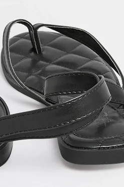 Pixiegirl Pixiegirl Black Ankle Strap Flat Sandals In Standard Fit