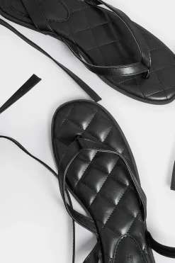 Pixiegirl Pixiegirl Black Ankle Strap Flat Sandals In Standard Fit