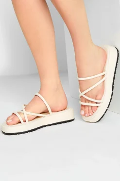 Pixiegirl Pixiegirl Cream Strappy Flatform Sandals In Standard Fit