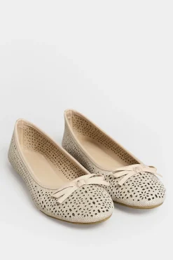 Pixiegirl Pixiegirl Nude Glitter Cut Out Ballerina Pumps In Standard Fit