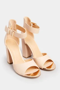 Pixiegirl Pixiegirl Nude Ankle Strap High Block Heels In Standard Fit