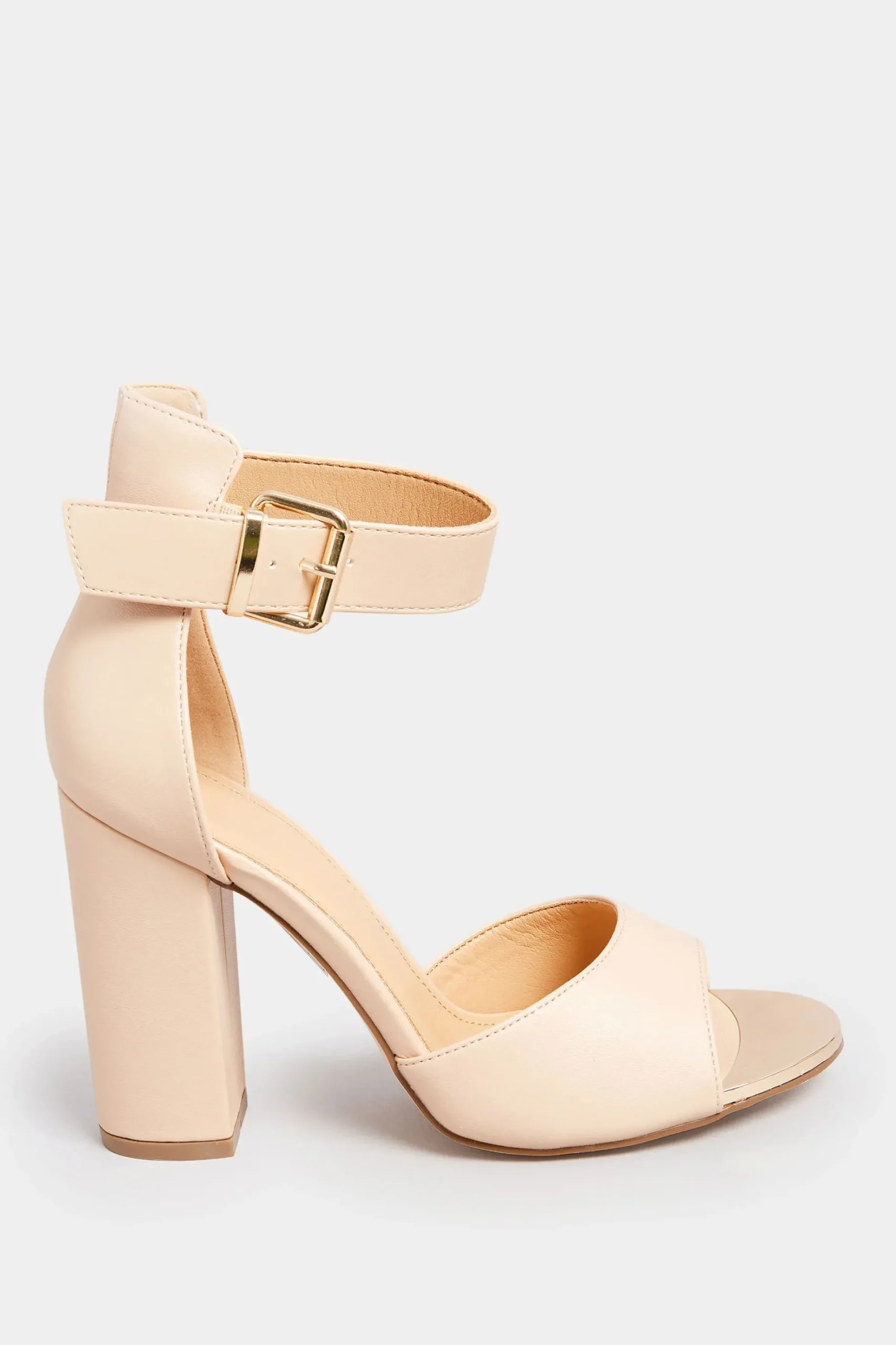 Pixiegirl Pixiegirl Nude Ankle Strap High Block Heels In Standard Fit