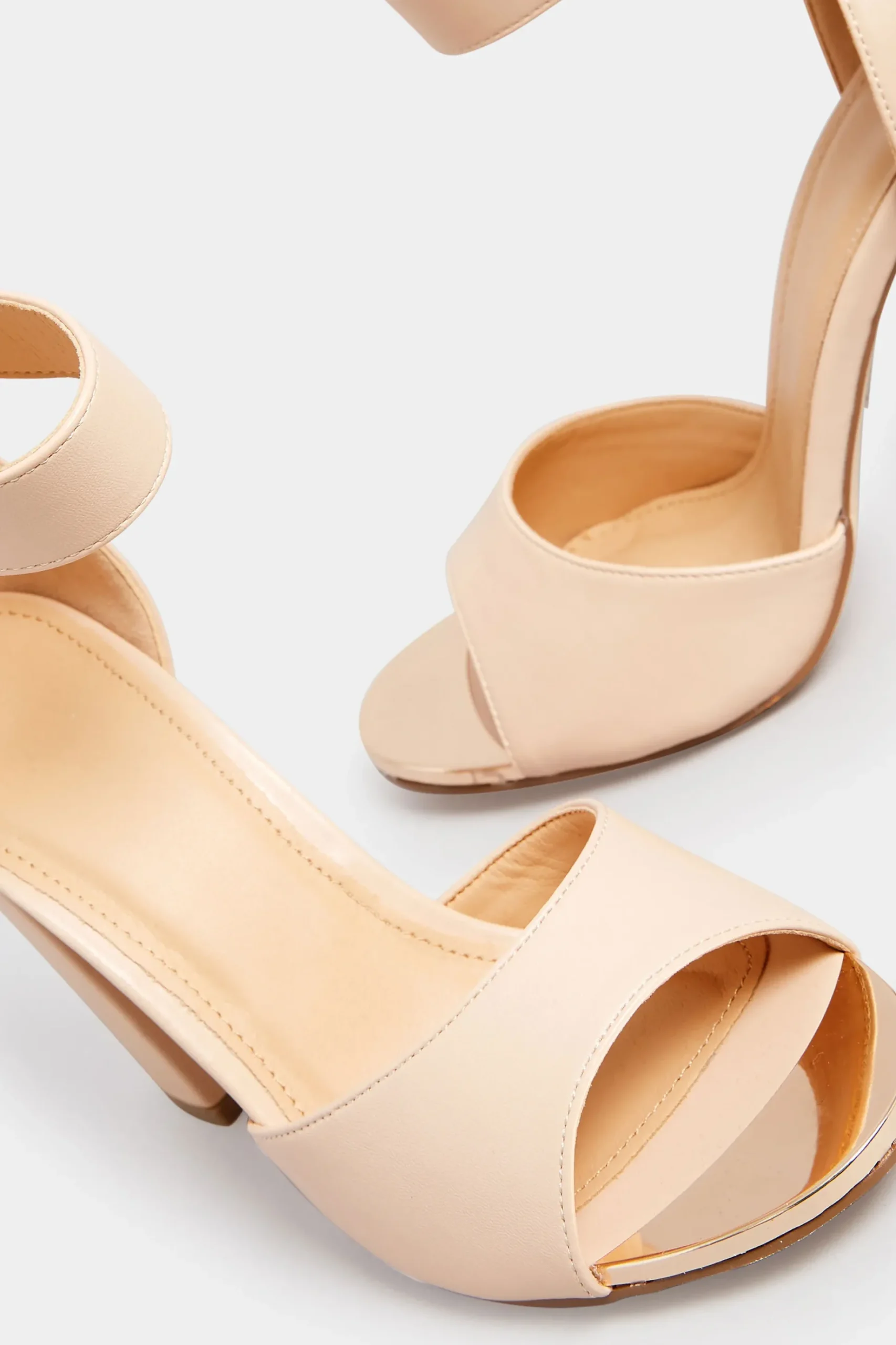 Pixiegirl Pixiegirl Nude Ankle Strap High Block Heels In Standard Fit
