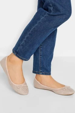 Pixiegirl Pixiegirl Nude Diamante Ballerina Pumps In Standard Fit