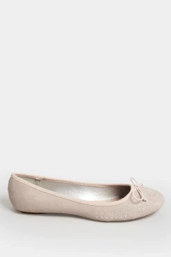 Pixiegirl Pixiegirl Nude Diamante Ballerina Pumps In Standard Fit