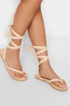 Pixiegirl Pixiegirl Nude Ankle Tie Sandals In Standard Fit