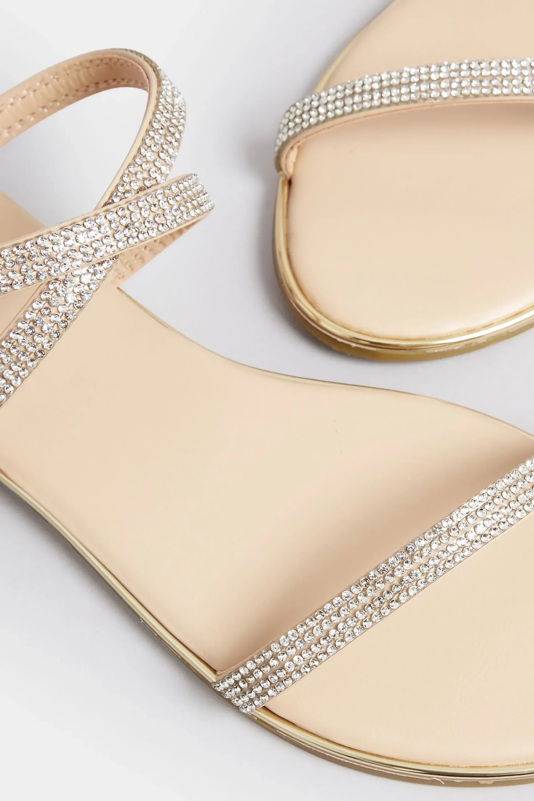 Pixiegirl Pixiegirl Rose Gold Diamante Sandals In Standard Fit