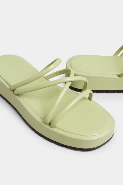 Pixiegirl Pixiegirl Sage Green Strappy Flatform Sandals In Standard Fit