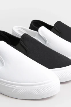 Pixiegirl Pixiegirl White Canvas Slip On Flatform Trainers In Standard Fit