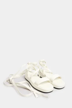 Pixiegirl Pixiegirl White Ankle Tie Flatform Sandals In Standard Fit