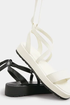 Pixiegirl Pixiegirl White Ankle Tie Flatform Sandals In Standard Fit