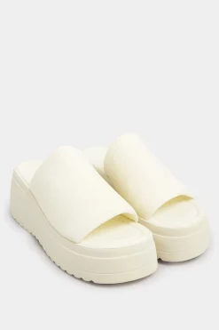 Pixiegirl Pixiegirl White Wedge Platform Mule Sandals In Standard Fit