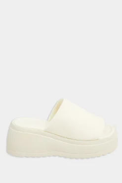 Pixiegirl Pixiegirl White Wedge Platform Mule Sandals In Standard Fit